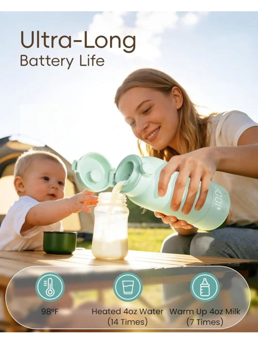 Travel-Friendly Portable Bottle Warmer, Fast Heating Baby Milk Heater, 17oz